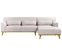Beliani Corner Sofa 3 Seater Simos Fabric Light Grey Left Hand