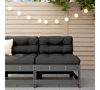 Corner sofa Solid Grey Pinewood 62x62x70.5cm with Beige Cushions Oxford Modular