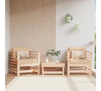 Corner sofa solid pine natural pine 63.5x63.5x60cm with beige cushions outdoor.