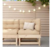 Corner Sofa Solid Pine Wood Natural Pine 61x61x62 cm Outdoor Seat Beige Cushions
