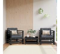 Corner Sofa Solid Pinewood Black Pine Modular Outdoor 63.5x63.5x60cm Cushioned.