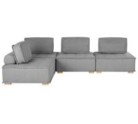 Beliani Modular Corner Sofa Tibro Fabric Grey 4 Seater Right Hand