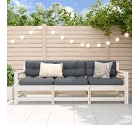 Corner Sofa Unit White Pinewood Solid Pine 62x62x70.5cm Modular Outdoor Slatted