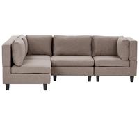 Modular Corner Sofa 4 Seater UNSTAD Fabric Brown Right Hand