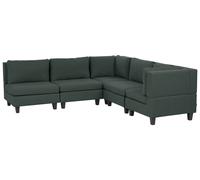 UNSTAD 5 Seater Modular Corner Sofa Left Hand Dark Green Fabric