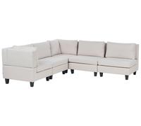 Modular Corner Sofa 5 Seater UNSTAD Fabric Light Beige Right Hand