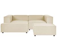 Corner Sofa with Ottoman APRICA Beige 2 Seater Right Hand