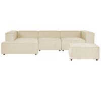 Corner Sofa with Ottoman APRICA Beige Right Hand