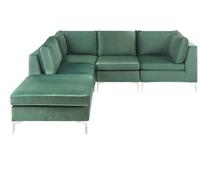 Modular Corner Sofa 4 Seater EVJA Velvet Green with Ottoman Right Hand