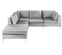 Corner Sofa with Ottoman EVJA Grey Velvet Right Hand