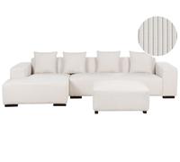 Corner Sofa with Ottoman LUNGO Off-White Corduroy Right Hand