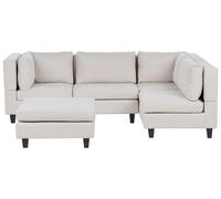 Corner Sofa with Ottoman UNSTAD Light Beige Fabric Left Hand