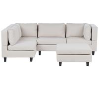 Modular Corner Sofa 4 Seater UNSTAD Right Hand Light Beige Fabric with Ottoman