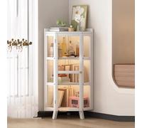 Corner Storage Display Cabinet with Glass Doors Modern Tall Trophy Case for Living Room Home Office or Pantry