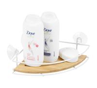 (Corner Suction) Bamboo Shower Shelf Bathroom Rack Storage Organiser Caddy 2 Tier Corner Suction
