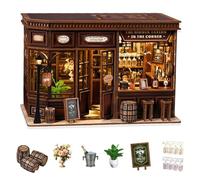 Corner Tavern DIY Miniature DollHouse Kit - Assembly Cozy Pub Model Scene -Inspired 3D Puzzle for Adult