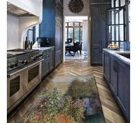 Corner the Garden at Montgeron Kitchen Rug Mats Flowers Bath Rug Doormats Impressionistic Carpet for Home Bedroom Office Cafe Decor 60x90cm