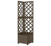 Vidaxl Corner Trellis Planter Grey 40X40X150 Cm Solid Fir Wood