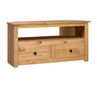 vidaXL Solid Pine Wood Corner TV Cabinet with 2 Drawers TV Stand Side Table