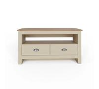Corner Tv Stand 2-Drawer Cream Oak