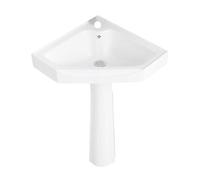 Corner Two-Piece Sink for Small Space, Floor Standing Ceramic Vanity Sink, Triangular White Column Basin Combo(Color:A,Size:L) (A M)