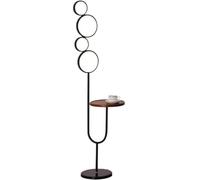 Corner U Shape Standing Walnut Coffee Table Reading Lamp with Marble Base Decor Floor Lamps for Living Room
