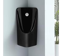 Corner Urinals for Men Spill Proof,Automatic Induction Flushing,Ceramic Urinals,Ceramic urinal,garage urinal,men's overflow urinal,For home/commercial use,easy to install,with hidden drain(Black)