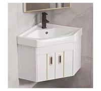 Corner Vanity Sink with Storage Cabinet WallMounted Bathroom Unit SpaceSaving White Corner Washbasin (48cm/18.89in) Ideal for Small Spaces