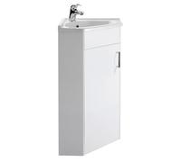 Corner Vanity Unit with Ceramic Basin Free Standing Gloss White from Balterley