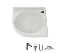 Corner Wall Mounted Bathroom Sink with Faucet, Stainless Steel RV Camper Kitchen Utility Sink for Small Apartments, Bathroom Camper Boat Bar(White)