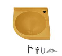 Corner Wall Mounted Bathroom Sink with Faucet, Stainless Steel RV Camper Kitchen Utility Sink for Small Apartments, Bathroom Camper Boat Bar(Gold)