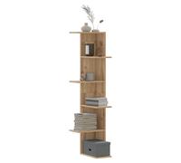 Corner Wall Shelf Oak Engineered Wood 36.5x36.5x140cm 5-Tier Indoor Modern