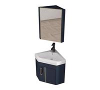Corner WallMounted Small Bathroom Vanity with Sink Waterproof Storage Cabinet & Mirror Perfe for Apartments & Powder RoomsSpaceSaving Design (17'' / 43cm)