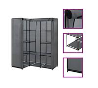 Corner wardrobe Grey 130x87x169cm Iron frame Polyester cover Space-saving Hooks