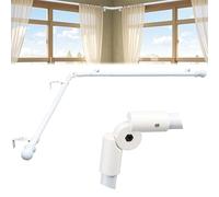 Corner Window Curtain Rods, L Shape Heavy Duty Curved Curtain Rods for Corner Windows with Brackets, 30-136" Adjustable Curtain Rods for Bedroom, Living Room, Dinging Room, White