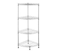 Corner Wire Shelf Shelving Unit, Adjustable Metal Free Standing Storage Display Rack, Heavy Duty 4-Tier Fan-Shaped Storage Rack with All-Direction Mes