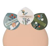 CORNERIA Large Makeup Sponge 3PCS - Super Soft Powder Puff Quickly apply makeup in 3s, Wet Dry Makeup Tool Beauty Blender for Liquid Foundation, Loose Powder (Three Styles Flower patterns)