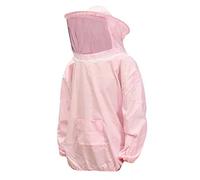 Cornesty Beekeeping Jacket Ventilated Professional Total Protection Bee Protective Hooded Jacket for Men Women (Pinkish)