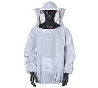 Cornesty Beekeeping Jacket Ventilated Professional Total Protection Bee Protective Hooded Jacket for Men Women (White)