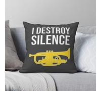 Cornet I Destroy Silence Trumpet Pillowcase Polyester Linen Velvet Creative Decor Throw Pillow Case Sofa Seater Cushion