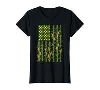 Cornfield Stars American Pride Design for Corn Farmers Value Graphic T-Shirt, Women, Black, L