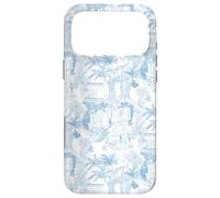 Cornflower Blue Preppy Italian Vacation Toile Case for iPhone 17 Pro Max