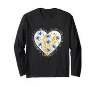 Cornflower Wheat Heart Floral Watercolor Design Long Sleeve T-Shirt