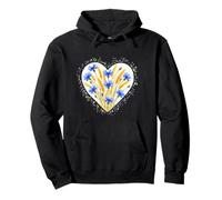 Cornflower Wheat Heart Floral Watercolor Design Pullover Hoodie