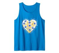Cornflower Wheat Heart Floral Watercolor Design Tank Top
