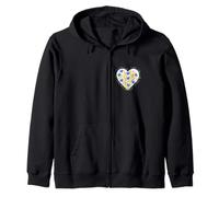 Cornflower Wheat Heart Floral Watercolor Design Zip Hoodie