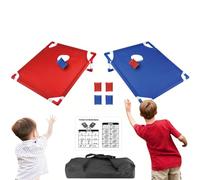 Cornhole Board Set - 22.8 Inch Foldable Toss Game, 900g ABS Lawn Toy, Portable Blue & Red Design With 6 Bean Bags Perfect For Family Camping Garden Backyard And Beach Trips.