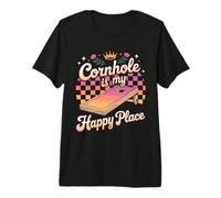 Cornhole is My Happy Place Fun Board Premium T-Shirt