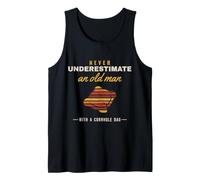 Cornhole Never Underestimate an Old Man Funny Bag Toss Tank Top