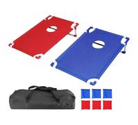 Cornhole Plateau Set - Iron 58 x 51 cm Folded with Sacs De Lancer | 8 Sacs ABS Jeu De Lancer Adulte Enfant | Portable Kit | Sac De Transport Léger Pour Jardin Terrasse PARC Camping